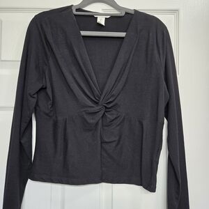 H&M Black Twist Front Long Sleeve Top
